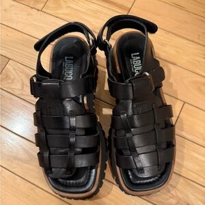 Labucq Black Leather Slingback Sandal